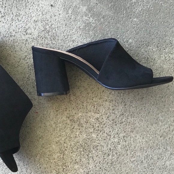 Qupid Shoes Size 10 Blk Heeled Slip On Heeled Mule - Picture 3 of 8
